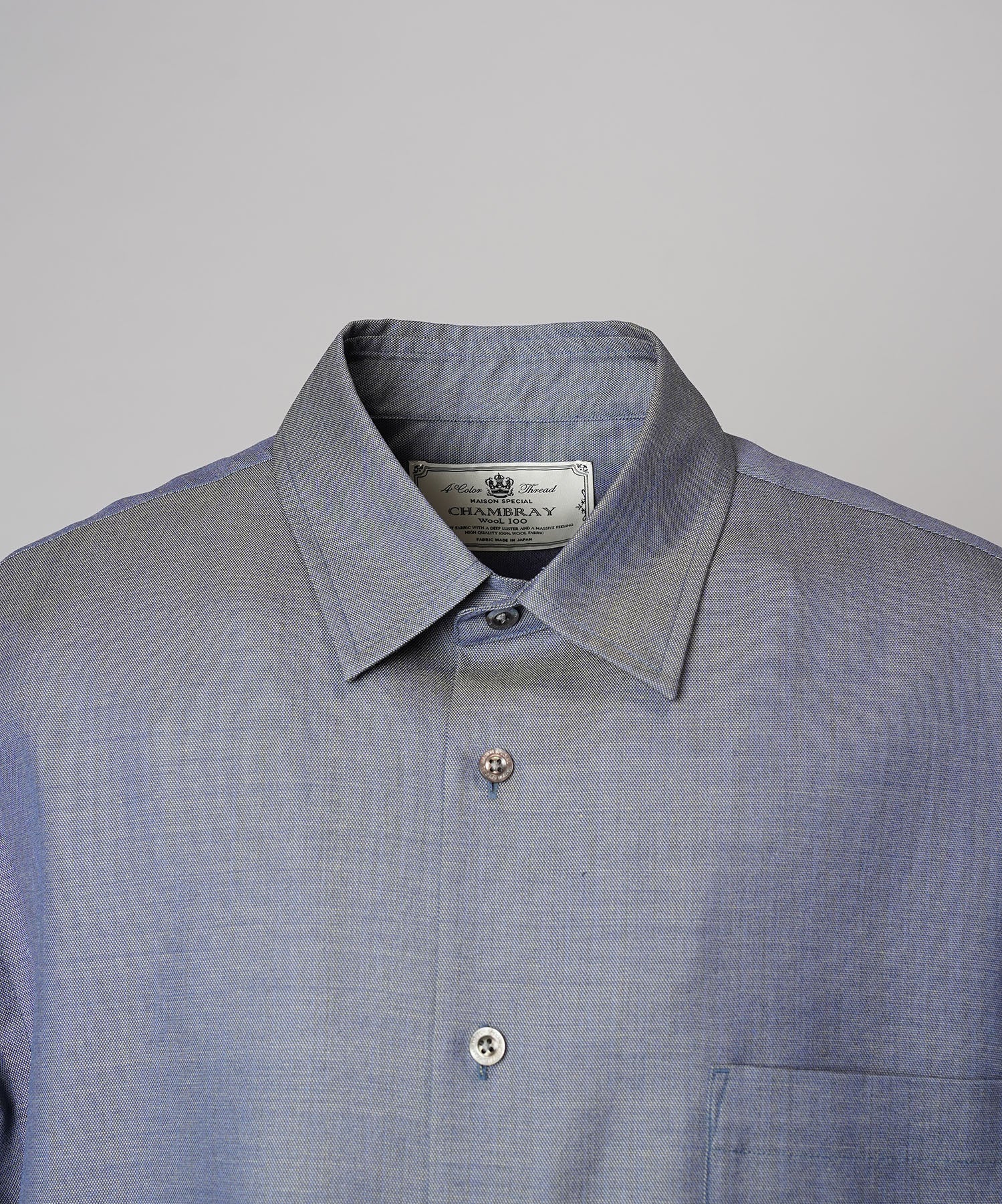 4 Colors Chambray Washable Wool Prime-Over Regular Collar Shirt Coat
