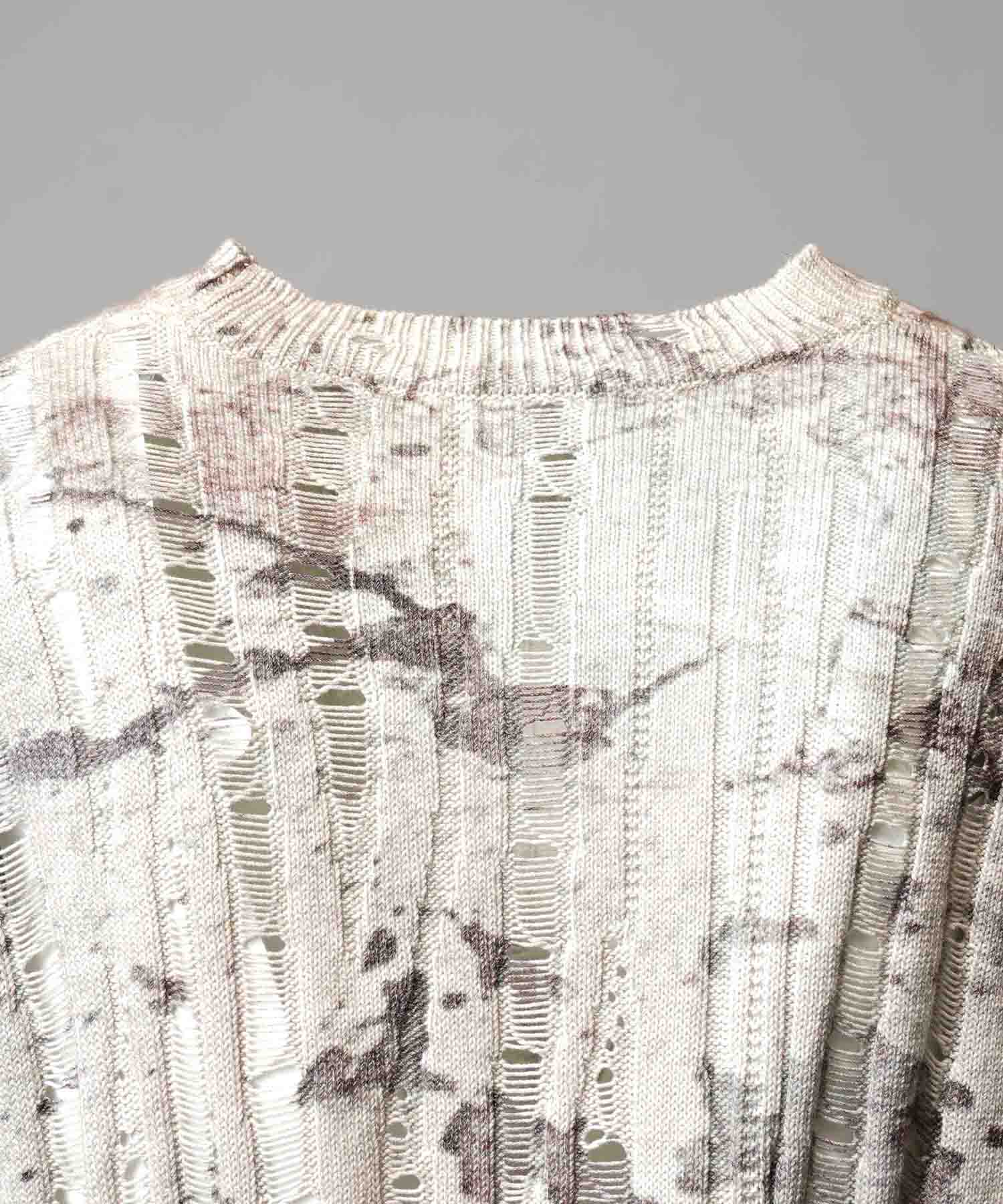 Wall Art Print Damage Knit Pullover