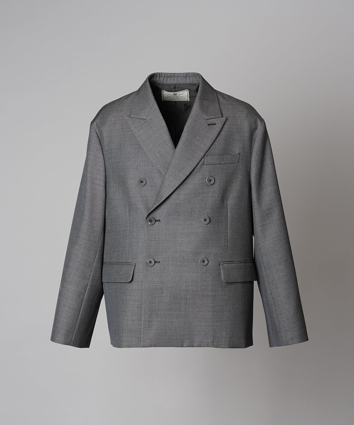4 Colors Chambray Washable Wool Prime-Over Peaked Lapel Double Breasted Jacket
