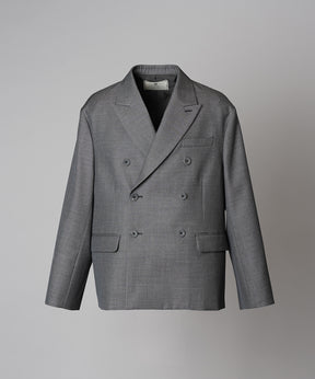4 Colors Chambray Washable Wool Prime-Over Peaked Lapel Double Breasted Jacket