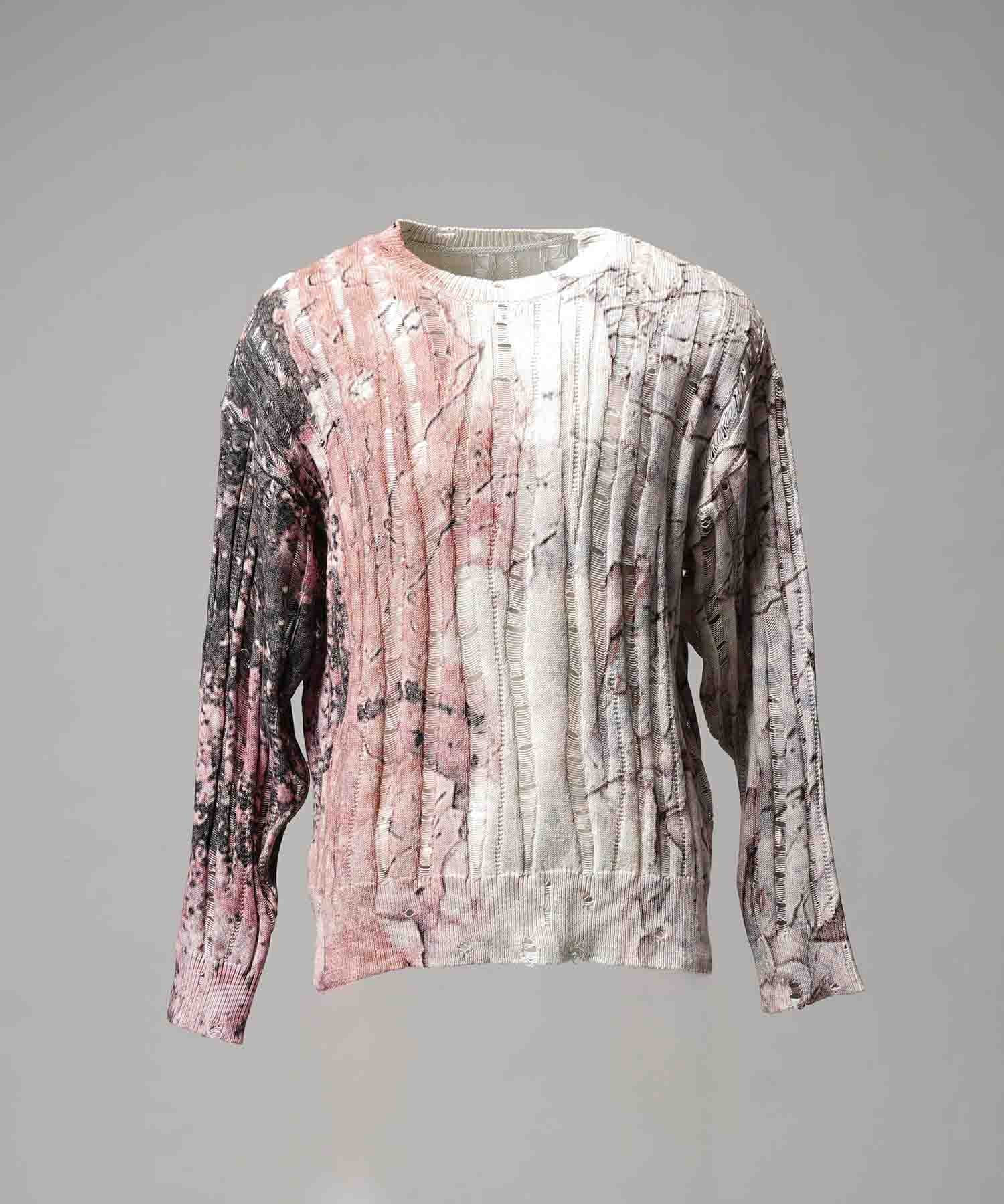 Wall Art Print Damage Knit Pullover