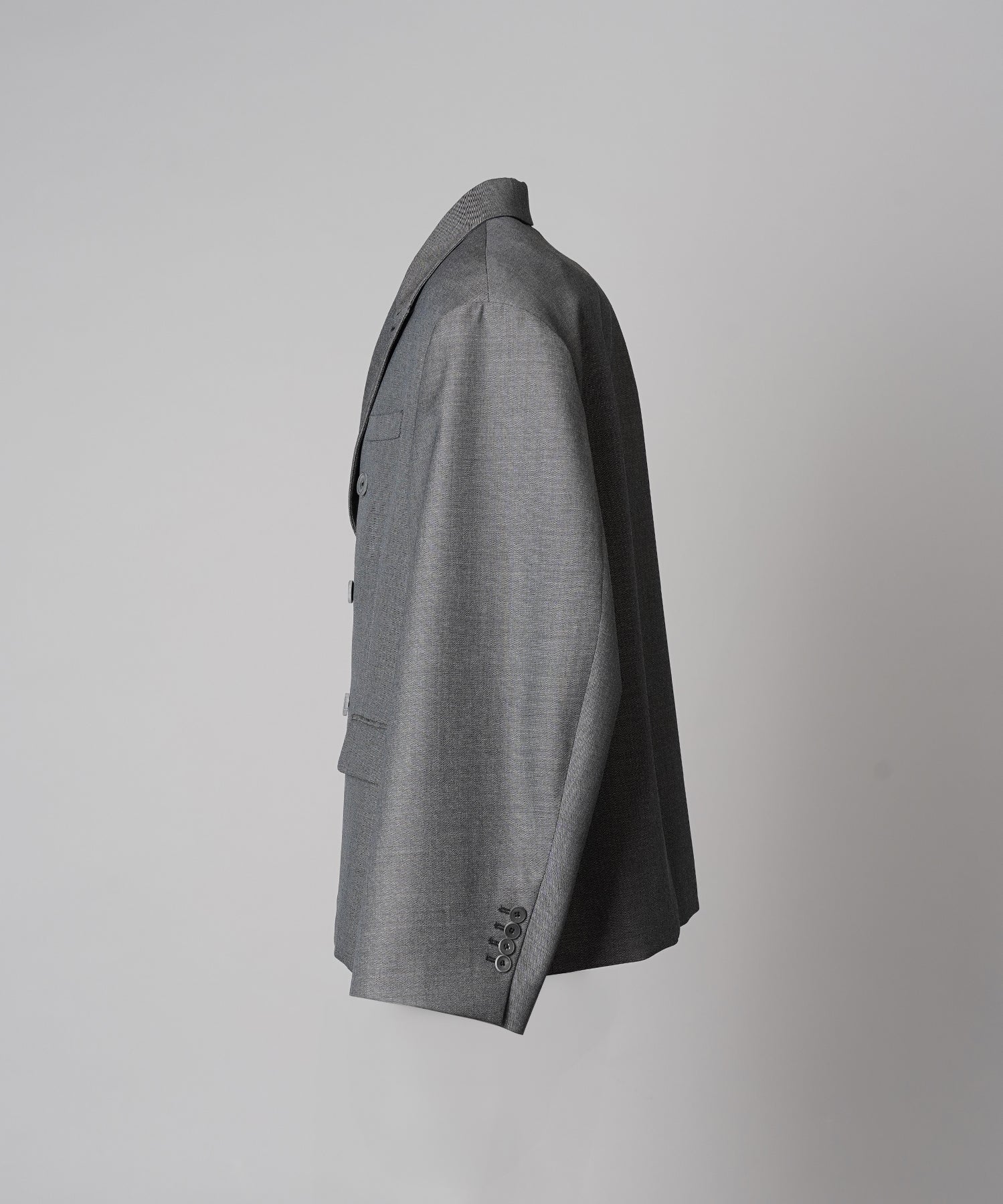 4 Colors Chambray Washable Wool Prime-Over Peaked Lapel Double Breasted Jacket