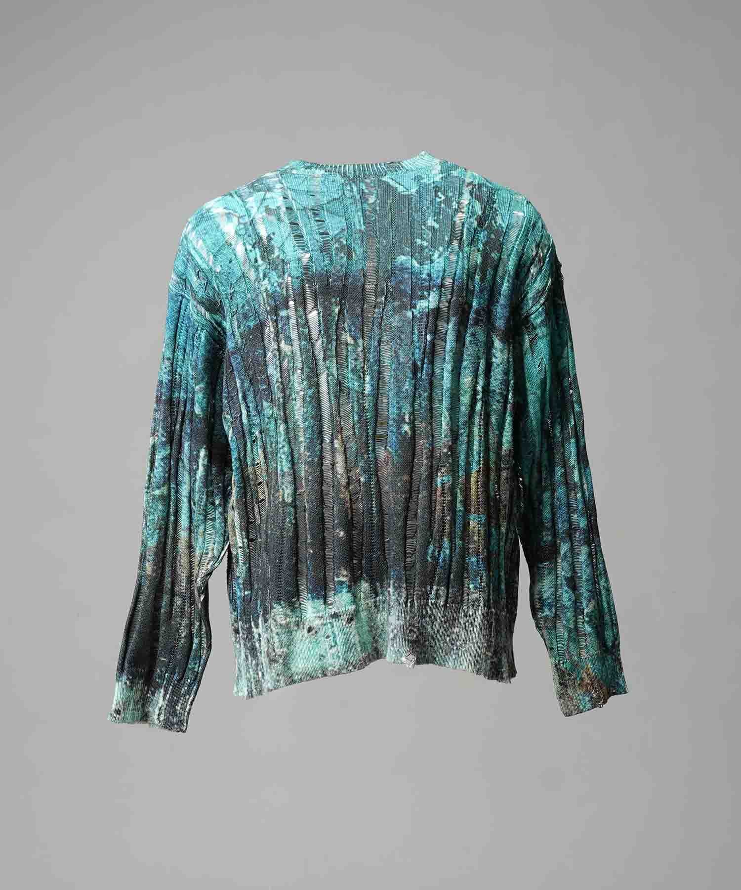 Wall Art Print Damage Knit Pullover