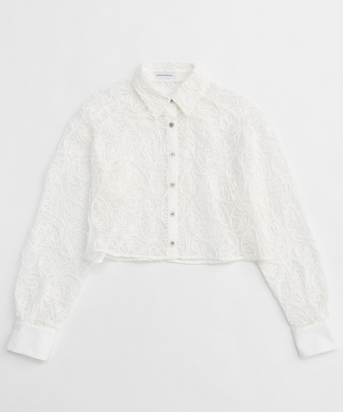 【25SPRING PRE-ORDER】Embroidery Lace Fabric Short Length Shirt