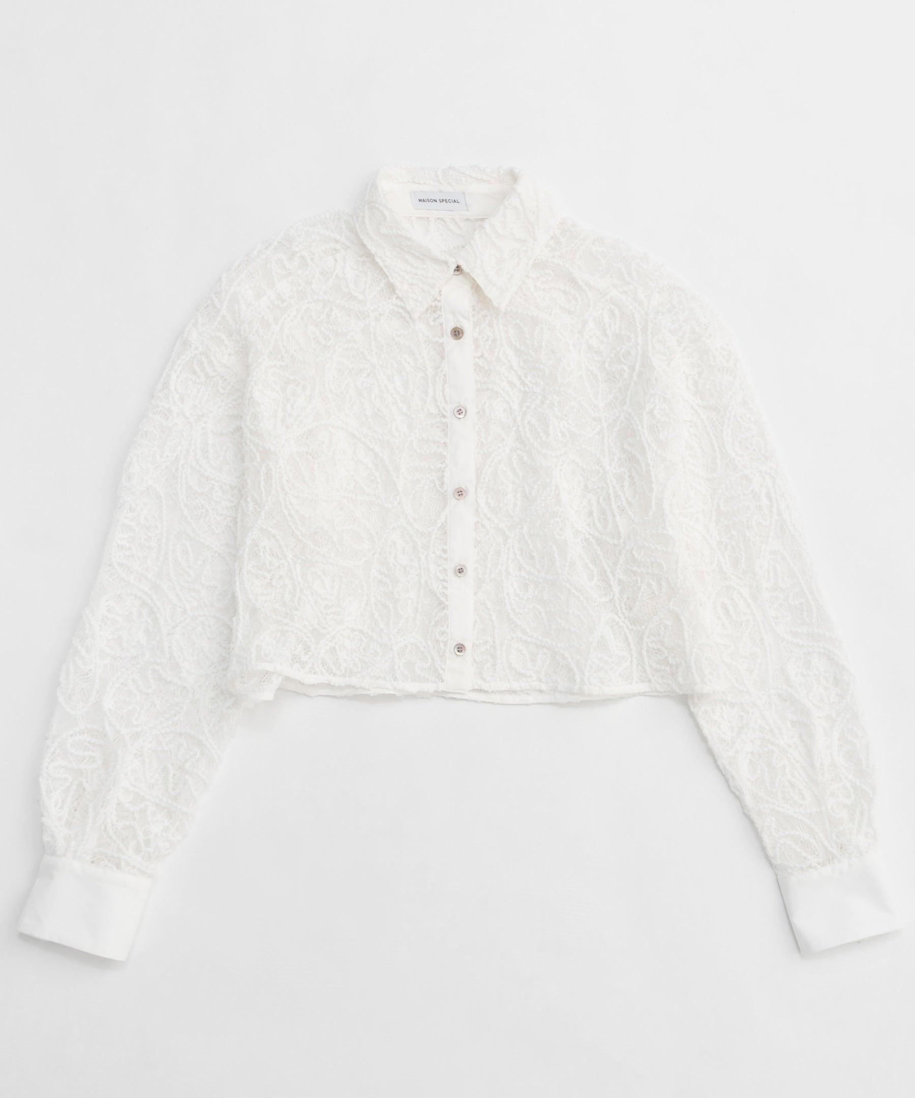 【25SPRING PRE-ORDER】Embroidery Lace Fabric Short Length Shirt