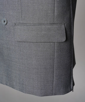 4 Colors Chambray Washable Wool Prime-Over Peaked Lapel Double Breasted Jacket