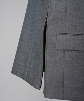 4 Colors Chambray Washable Wool Prime-Over Peaked Lapel Double Breasted Jacket
