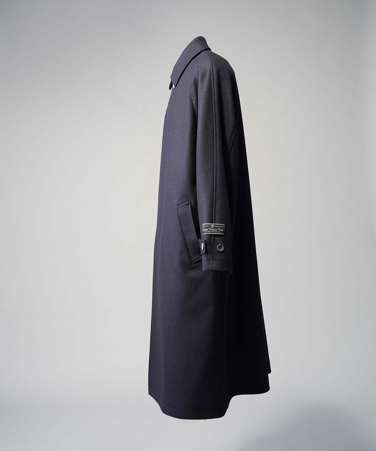 Super140s Prime-Over Melton Balmachan Coat