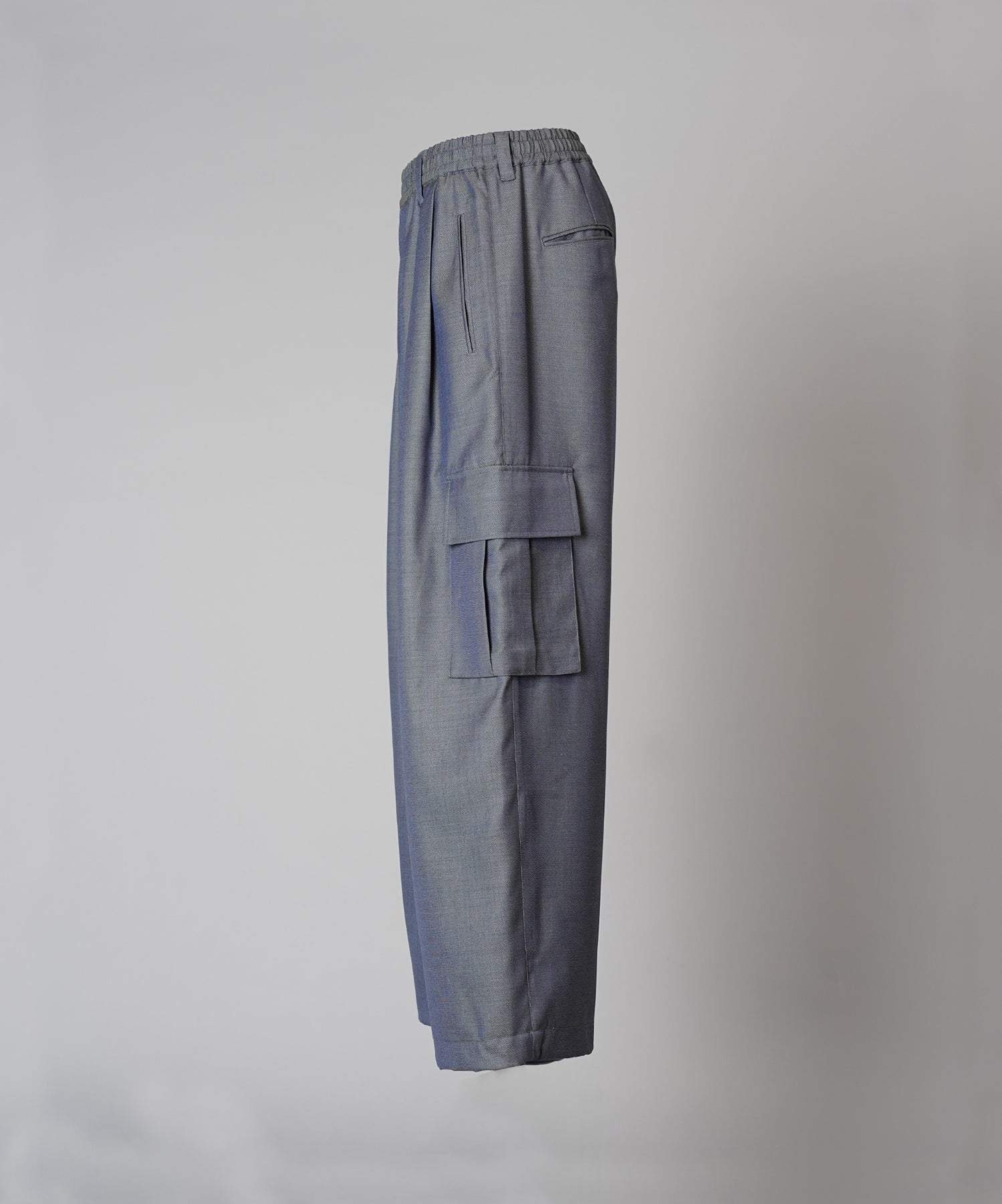 4 Colors Chambray Washable Wool Prime-Wide Cargo Pants