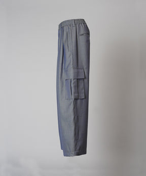 4 Colors Chambray Washable Wool Prime-Wide Cargo Pants