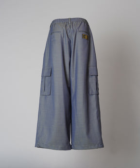 4 Colors Chambray Washable Wool Prime-Wide Cargo Pants
