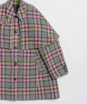 [25WINTER PRE-ORDER] Color Check 2Way Cape Coat