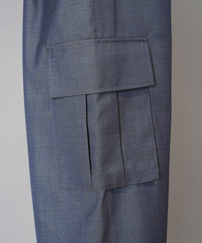 4 Colors Chambray Washable Wool Prime-Wide Cargo Pants
