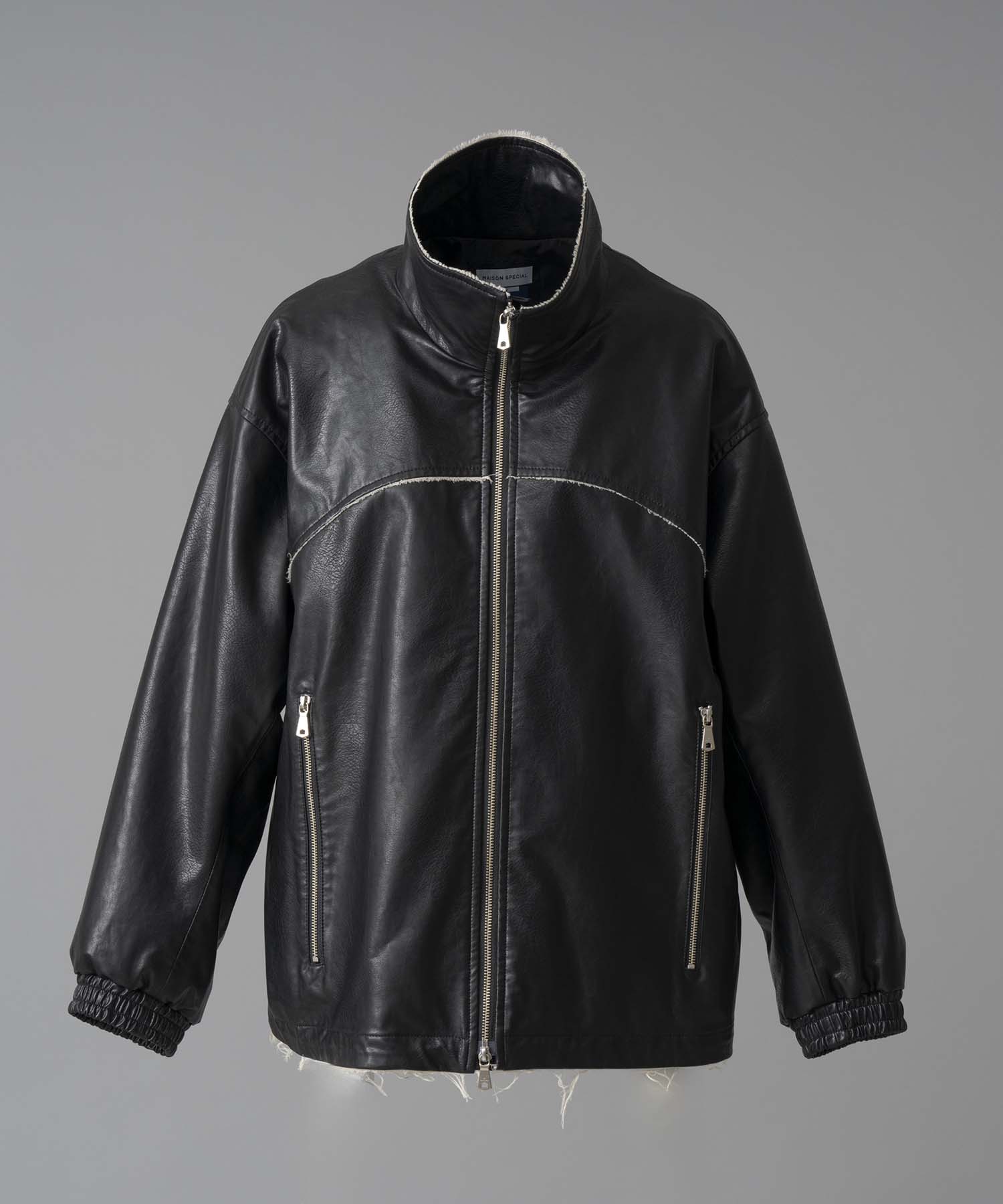 [24AW Pre-Order] Artificial Leather Prime-Over Zip-Up Blouson