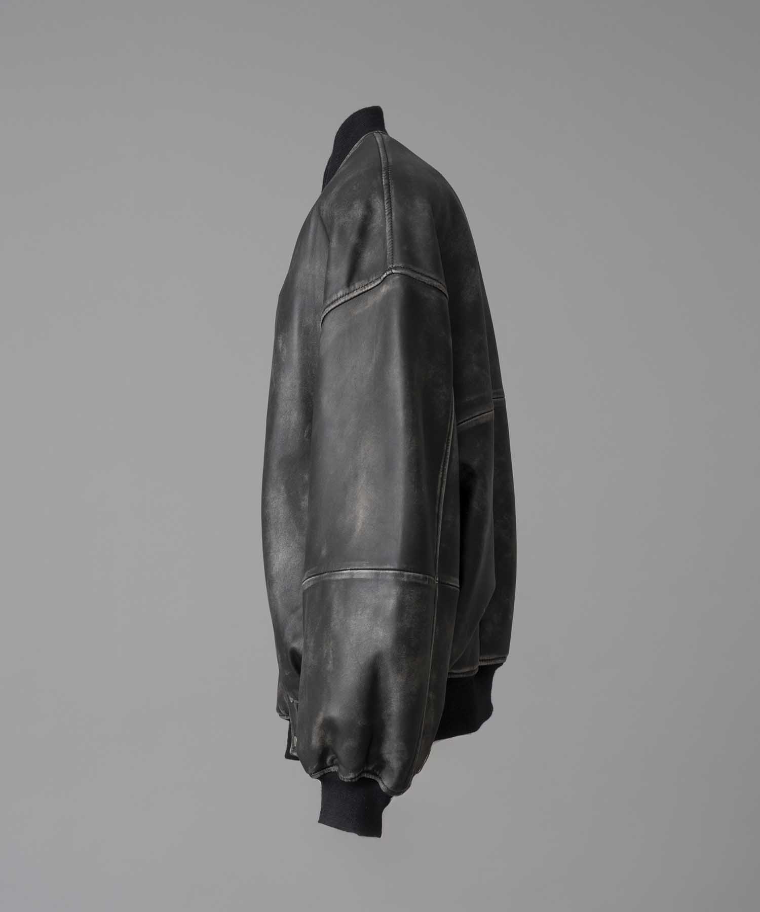 [24AW Pre-Order] Sheep Leather Prime-Over Stadium Jacket