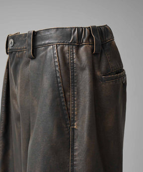 인공 가죽 핀 턱 넓은 바지