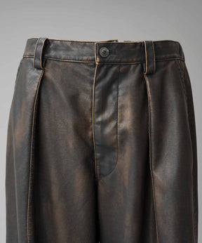 인공 가죽 핀 턱 넓은 바지