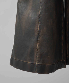 인공 가죽 핀 턱 넓은 바지