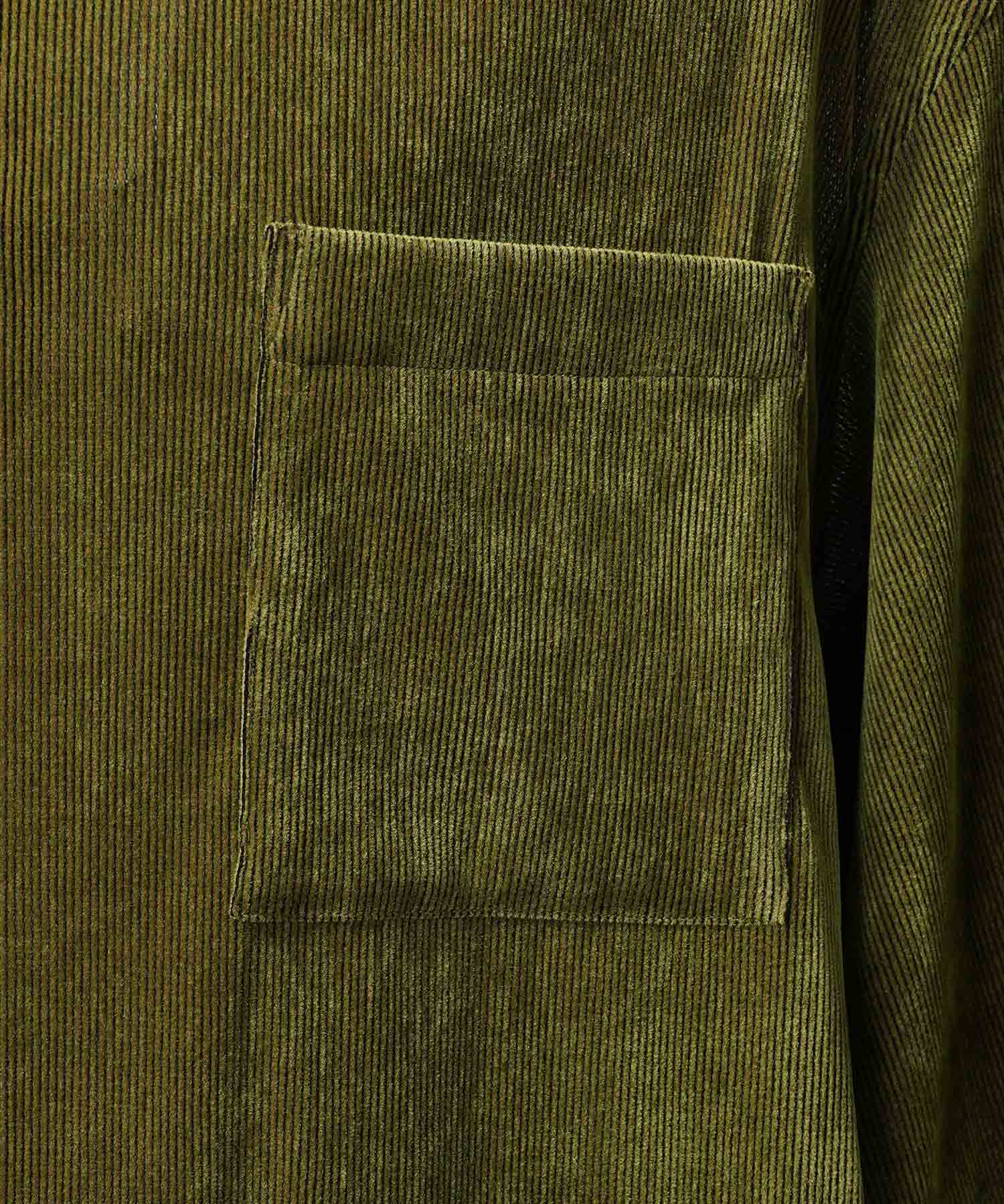 프라임 오버 플록 프린트 일반 칼라 셔츠 코트