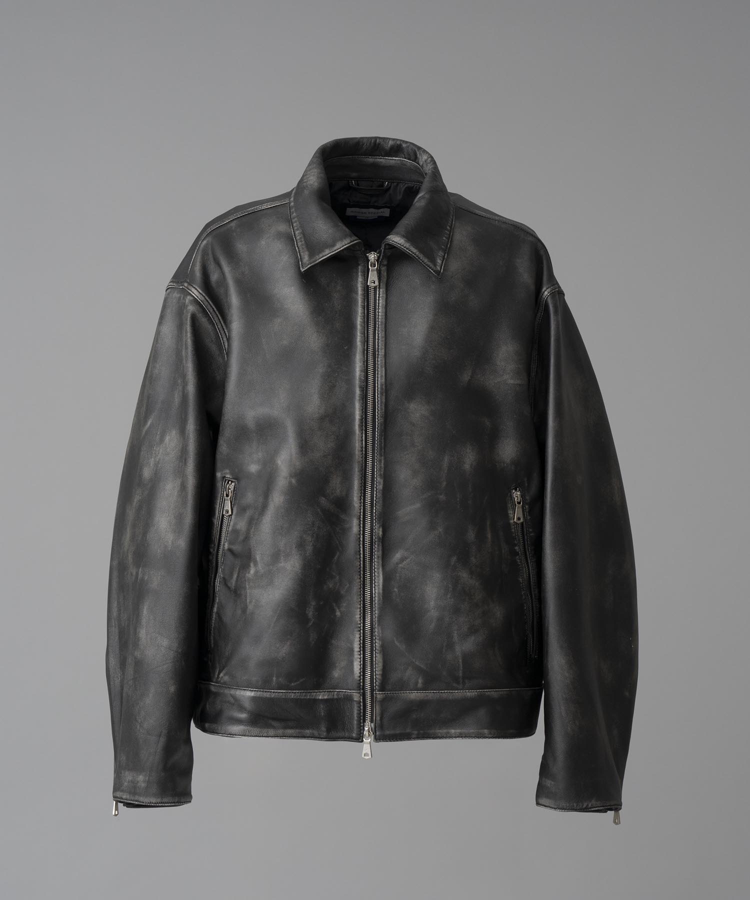 【24AW PRE-ORDER】Sheep Leather Prime-Over Single Rider Collared Jacket