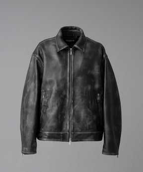 【24AW PRE-ORDER】Sheep Leather Prime-Over Single Rider Collared Jacket