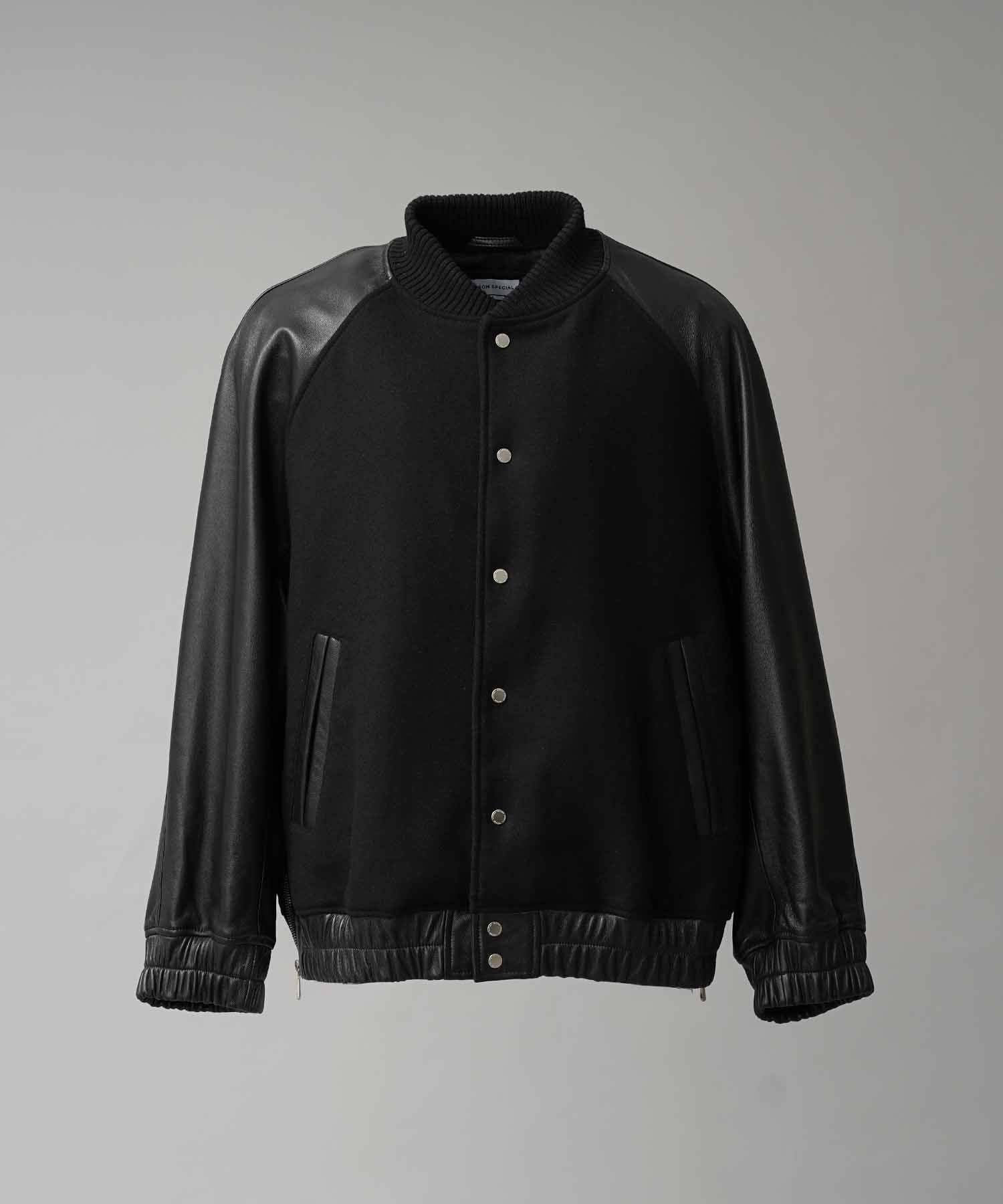 25AW PRE-ORDER】Sheep Leather Melton Combination Stadium Jacket