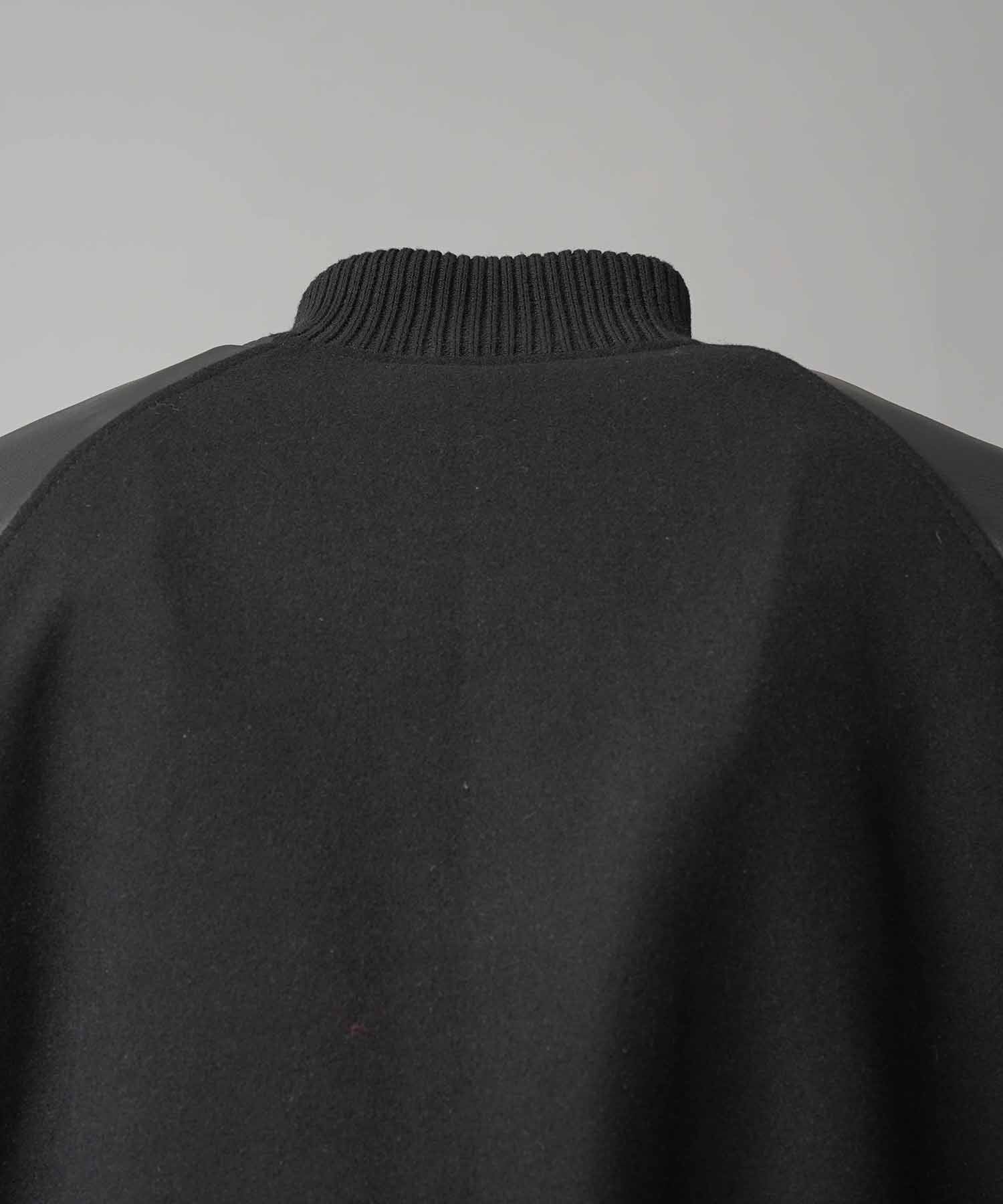 PRE-ORDER】Sheep Leather Melton Combination Stadium Jacket