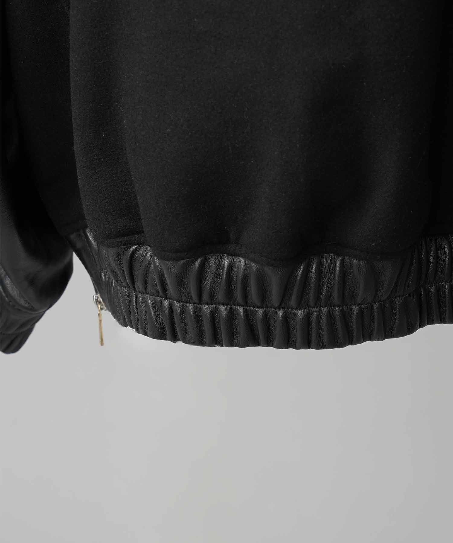 [25AW 사전 주문] 양 가죽 멜튼 콤비네이션 스타디움 재킷