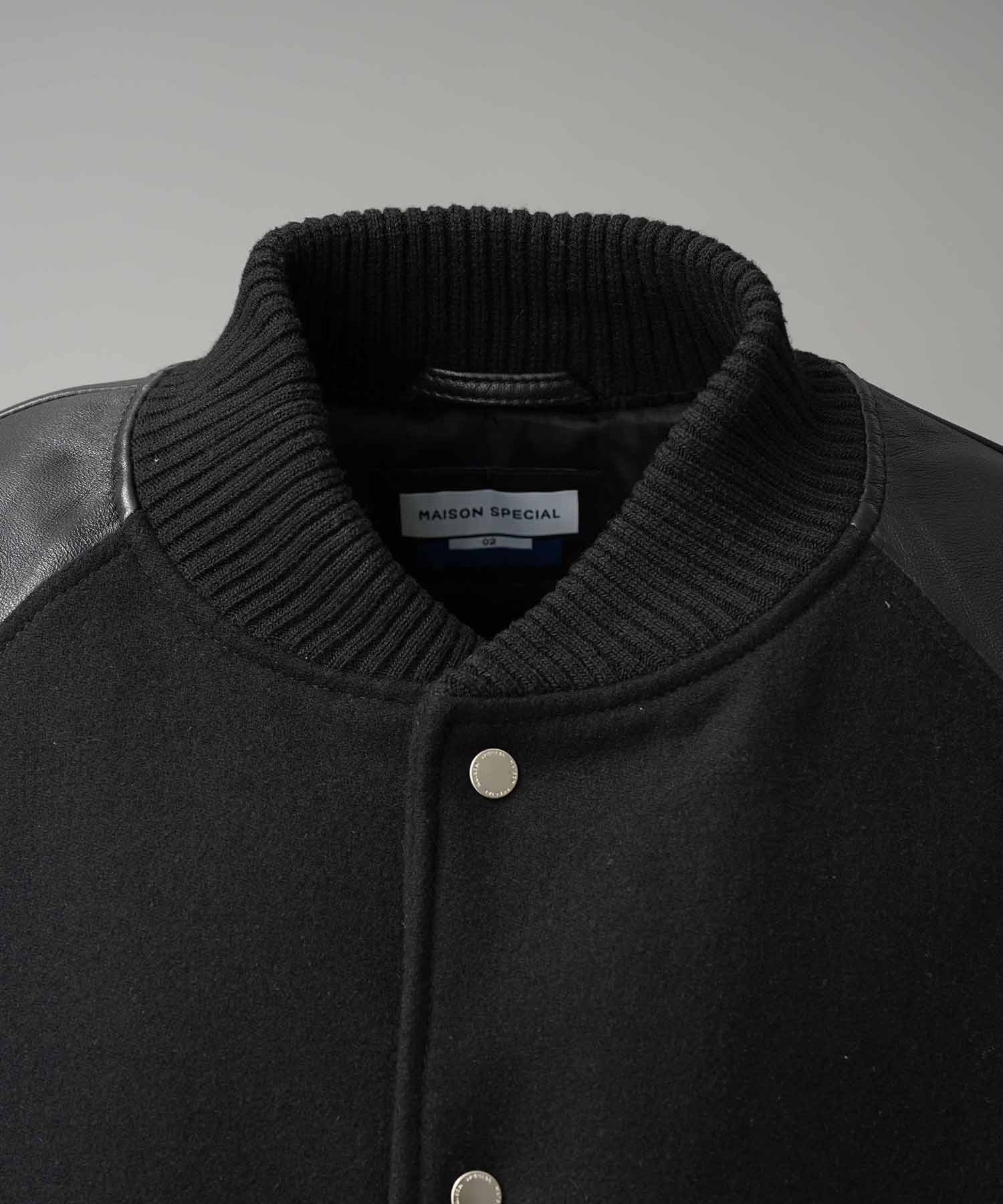 [25AW 사전 주문] 양 가죽 멜튼 콤비네이션 스타디움 재킷