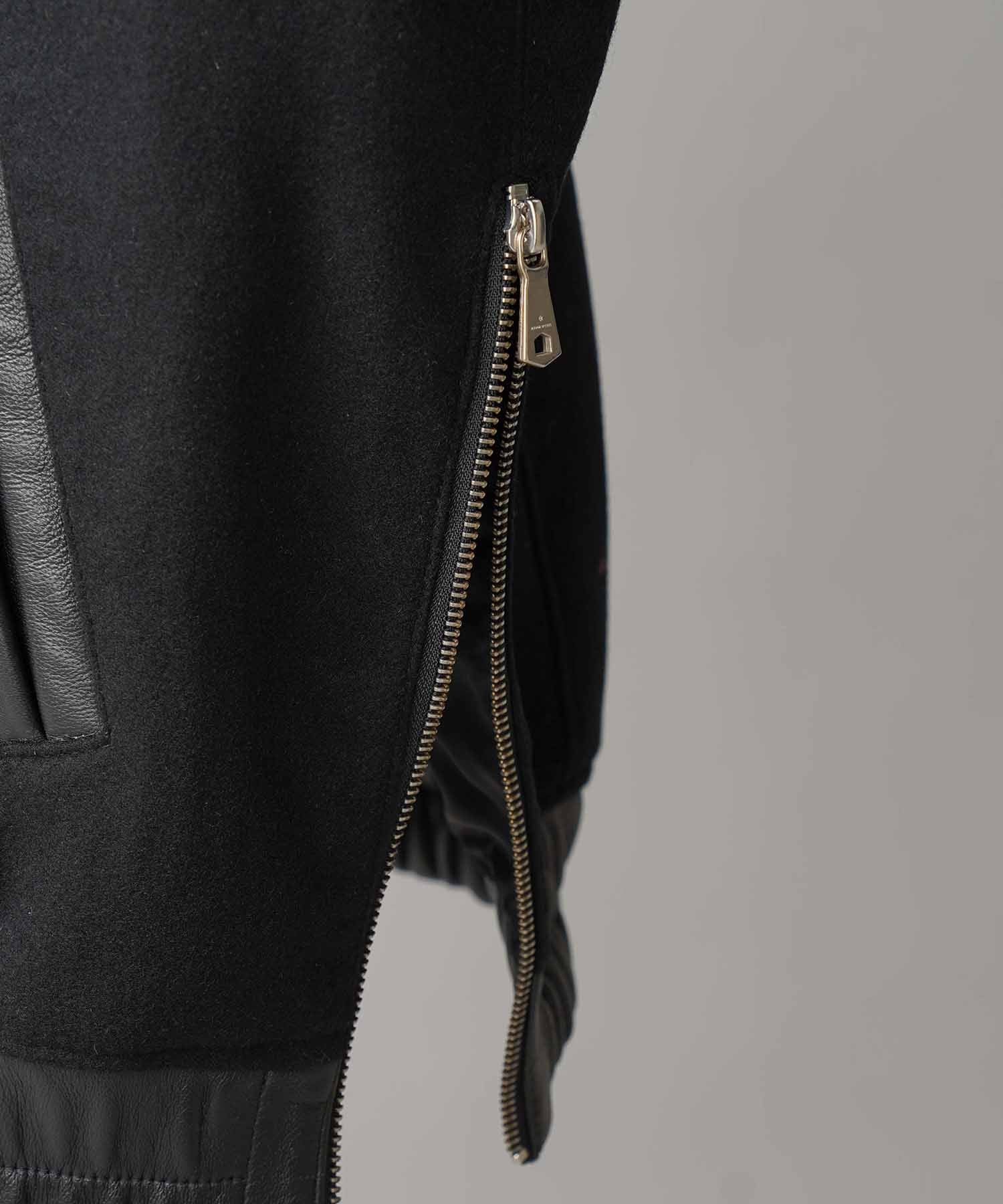 [25AW 사전 주문] 양 가죽 멜튼 콤비네이션 스타디움 재킷