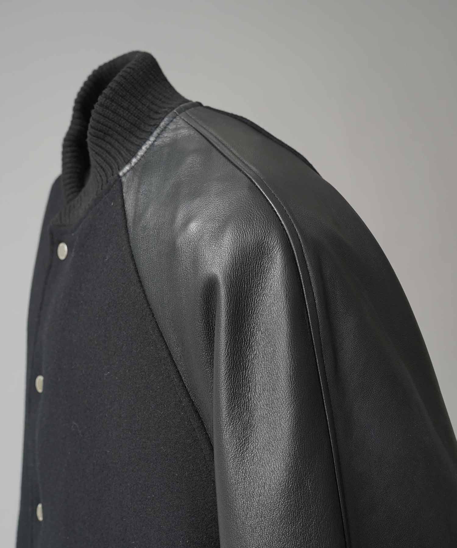 [25AW 사전 주문] 양 가죽 멜튼 콤비네이션 스타디움 재킷