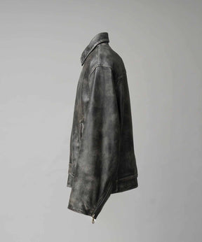 양 가죽 싱글 라이더 칼라 킹 재킷