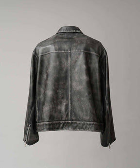 양 가죽 싱글 라이더 칼라 킹 재킷