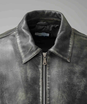 양 가죽 싱글 라이더 칼라 킹 재킷