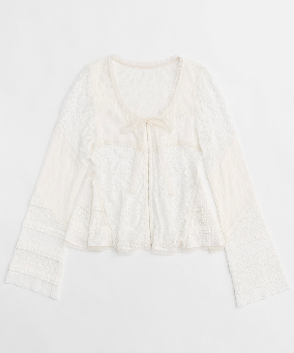 【25SPRING PRE-ORDER】Lace Fabric Docking Cardigan