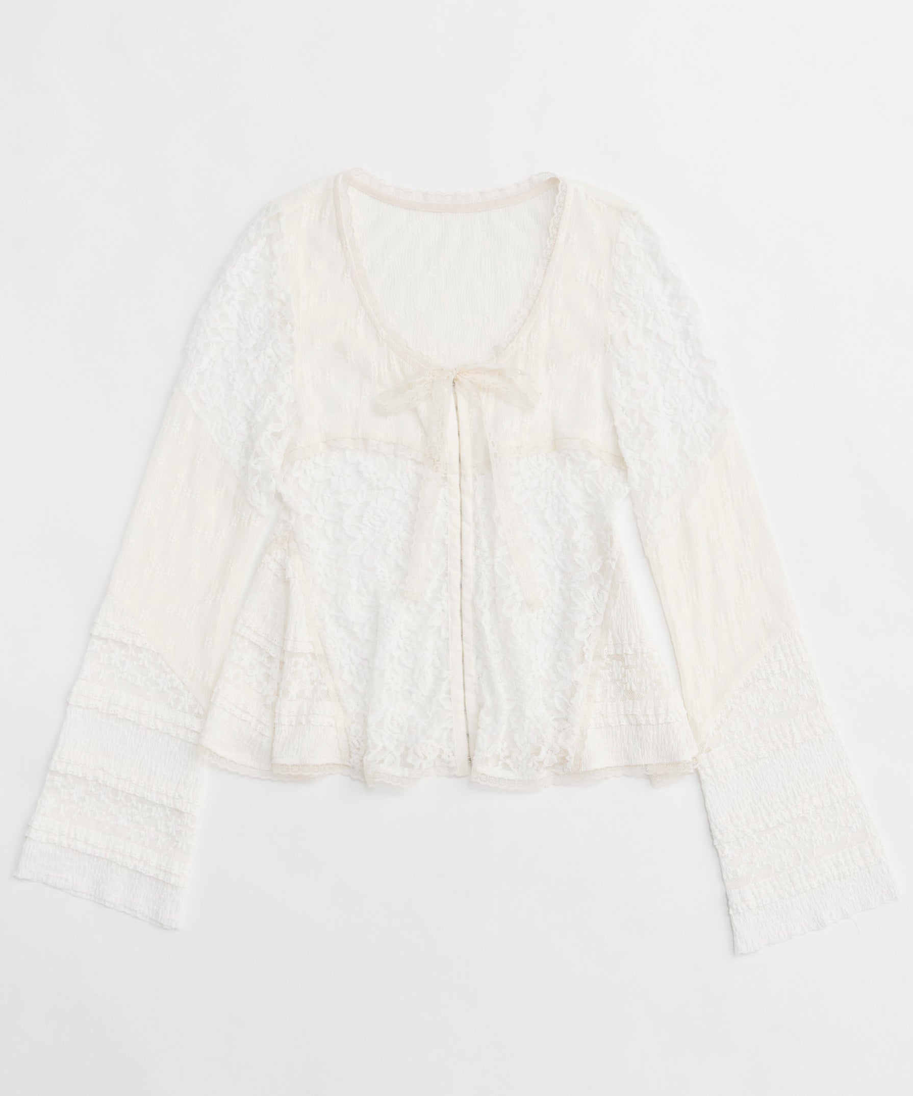 【25SPRING PRE-ORDER】Lace Fabric Docking Cardigan