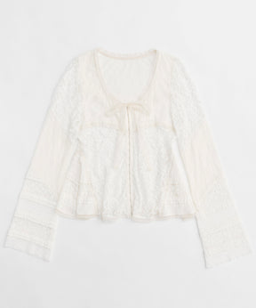 【25SPRING PRE-ORDER】Lace Fabric Docking Cardigan