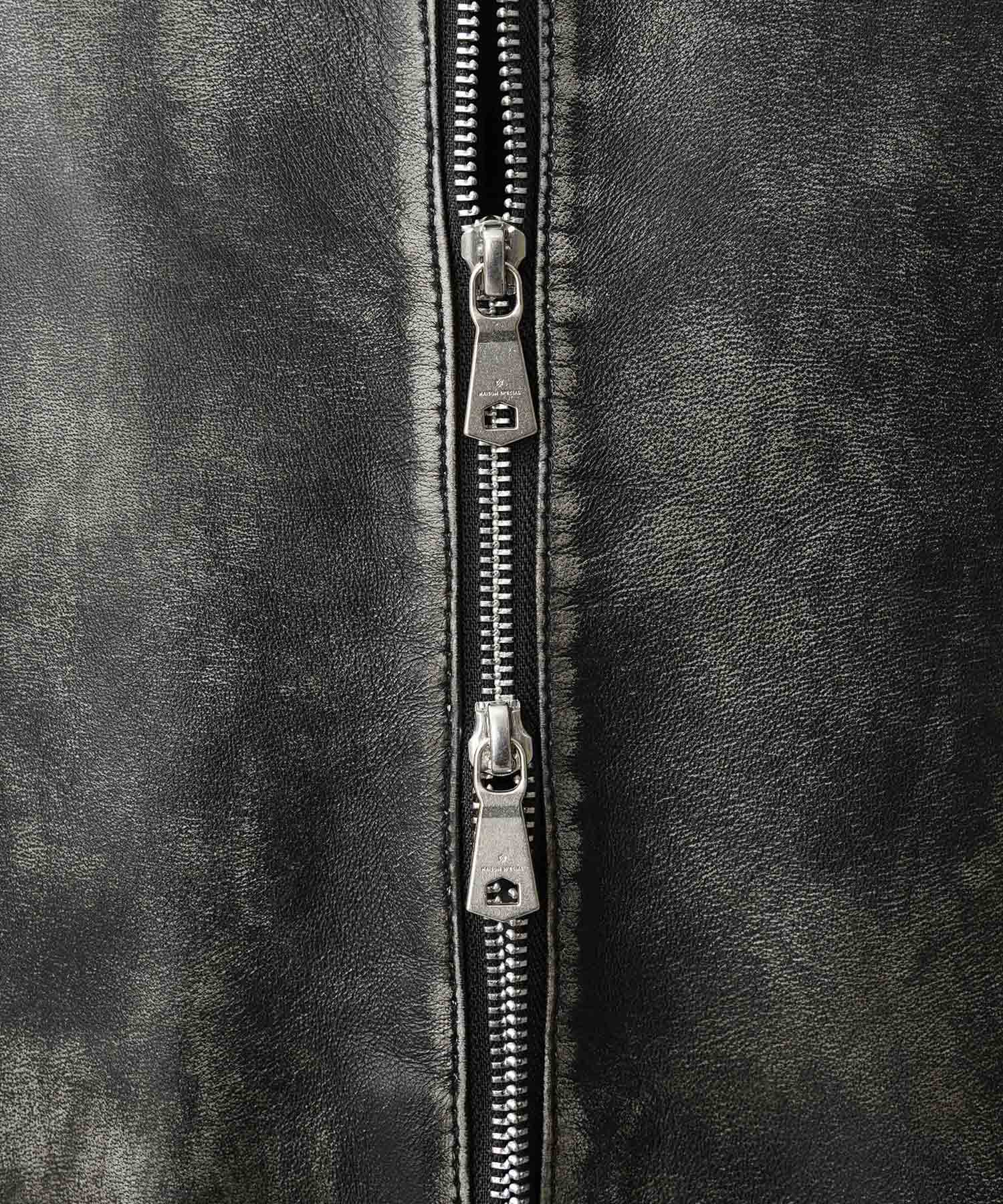 양 가죽 싱글 라이더 칼라 킹 재킷