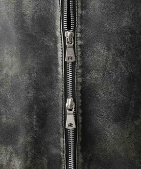 양 가죽 싱글 라이더 칼라 킹 재킷