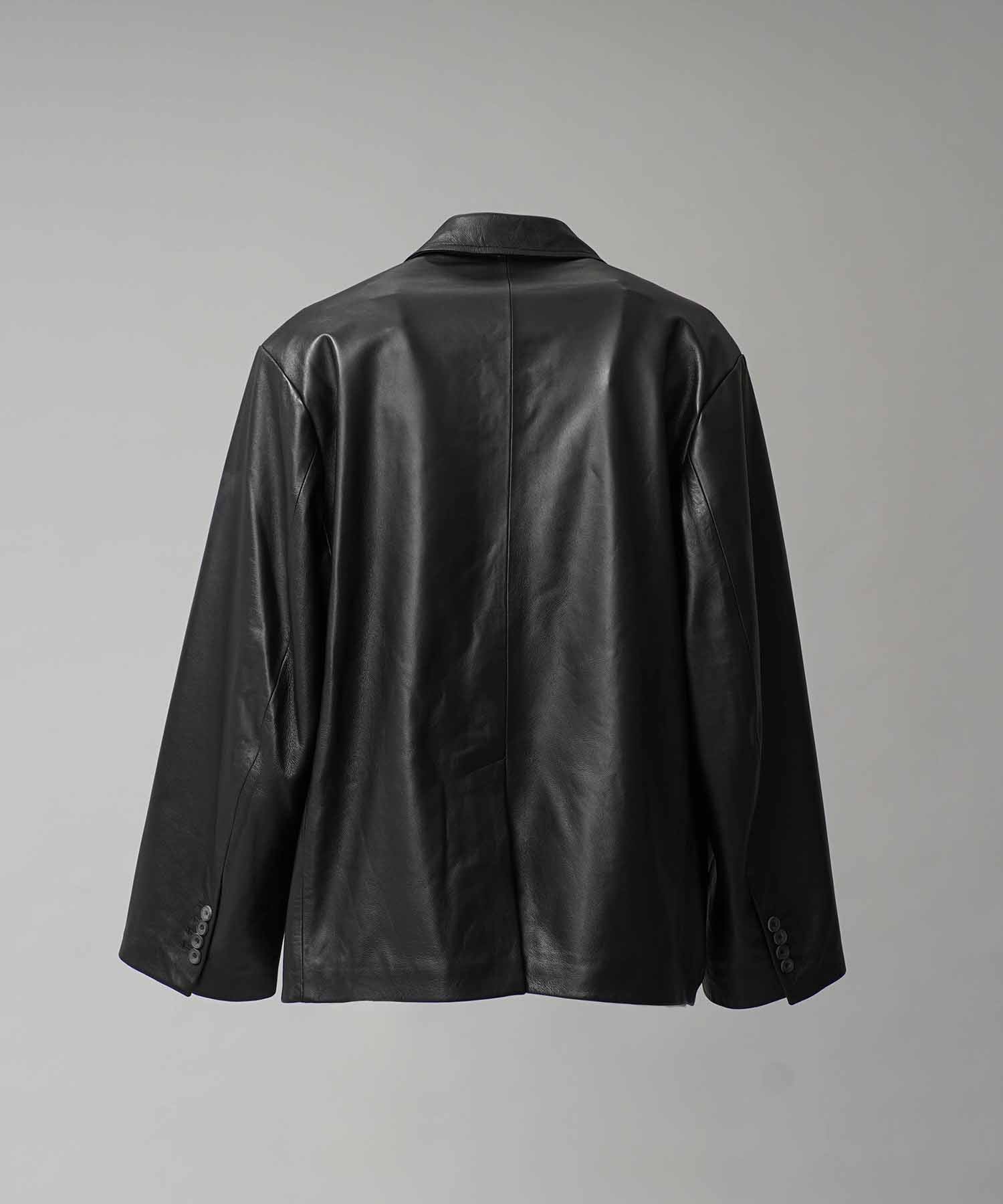 Sheep Leather Peaked Lapel Semi-Double Tailored Jacket