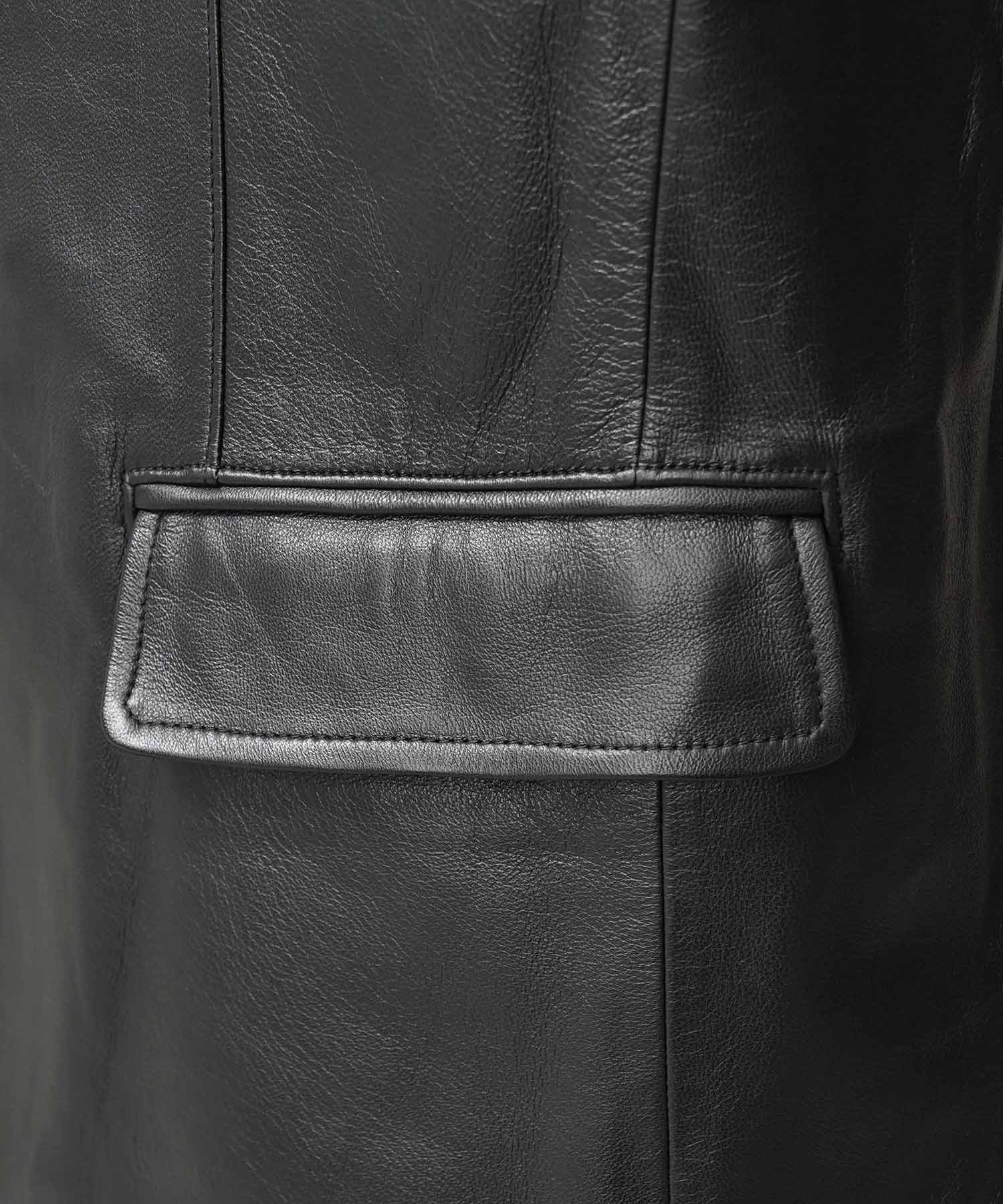 [25AW 사전 주문] 양 가죽은 정점에 정착 된 라펠 반 더블 테일러드 재킷