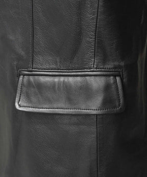 [25AW 사전 주문] 양 가죽은 정점에 정착 된 라펠 반 더블 테일러드 재킷