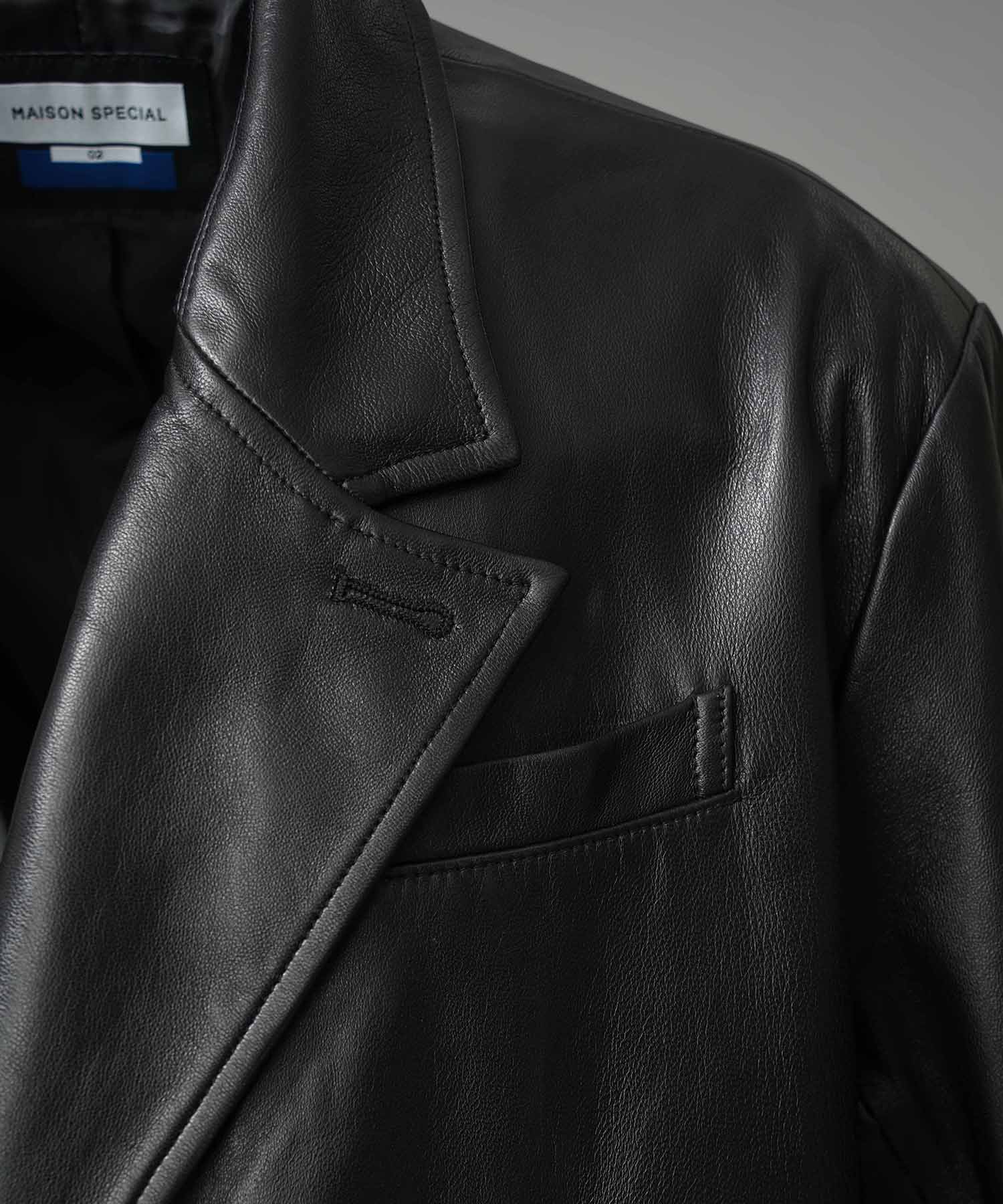 [25AW 사전 주문] 양 가죽은 정점에 정착 된 라펠 반 더블 테일러드 재킷