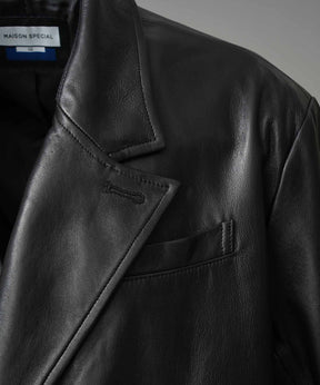 [25AW 사전 주문] 양 가죽은 정점에 정착 된 라펠 반 더블 테일러드 재킷