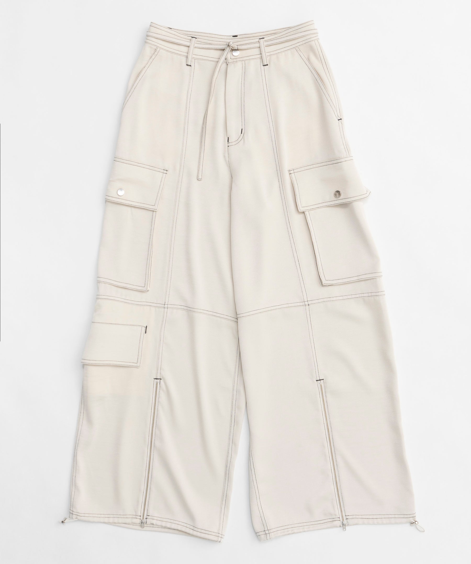 【25SPRING PRE-ORDER】Zip Design Satin Cargo Pants