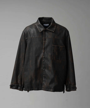 Artificial Leather Prime-Over Shirt Blouson