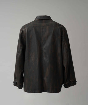 Artificial Leather Prime-Over Shirt Blouson