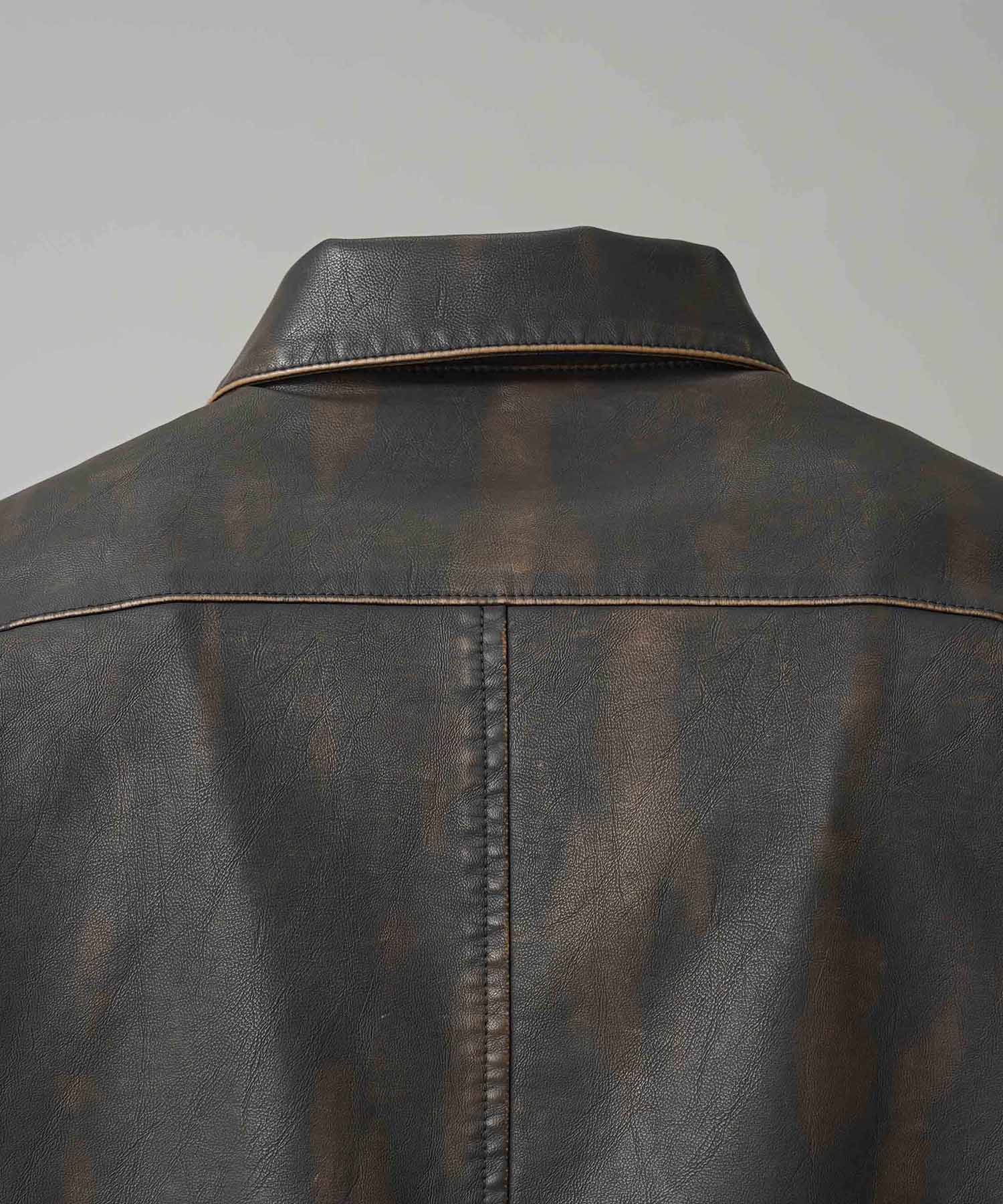 Artificial Leather Prime-Over Shirt Blouson