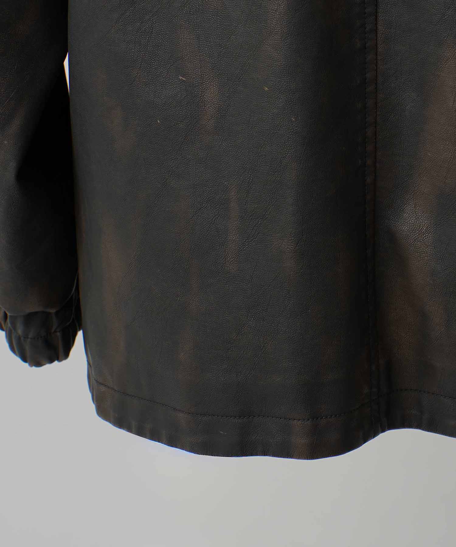 Artificial Leather Prime-Over Shirt Blouson