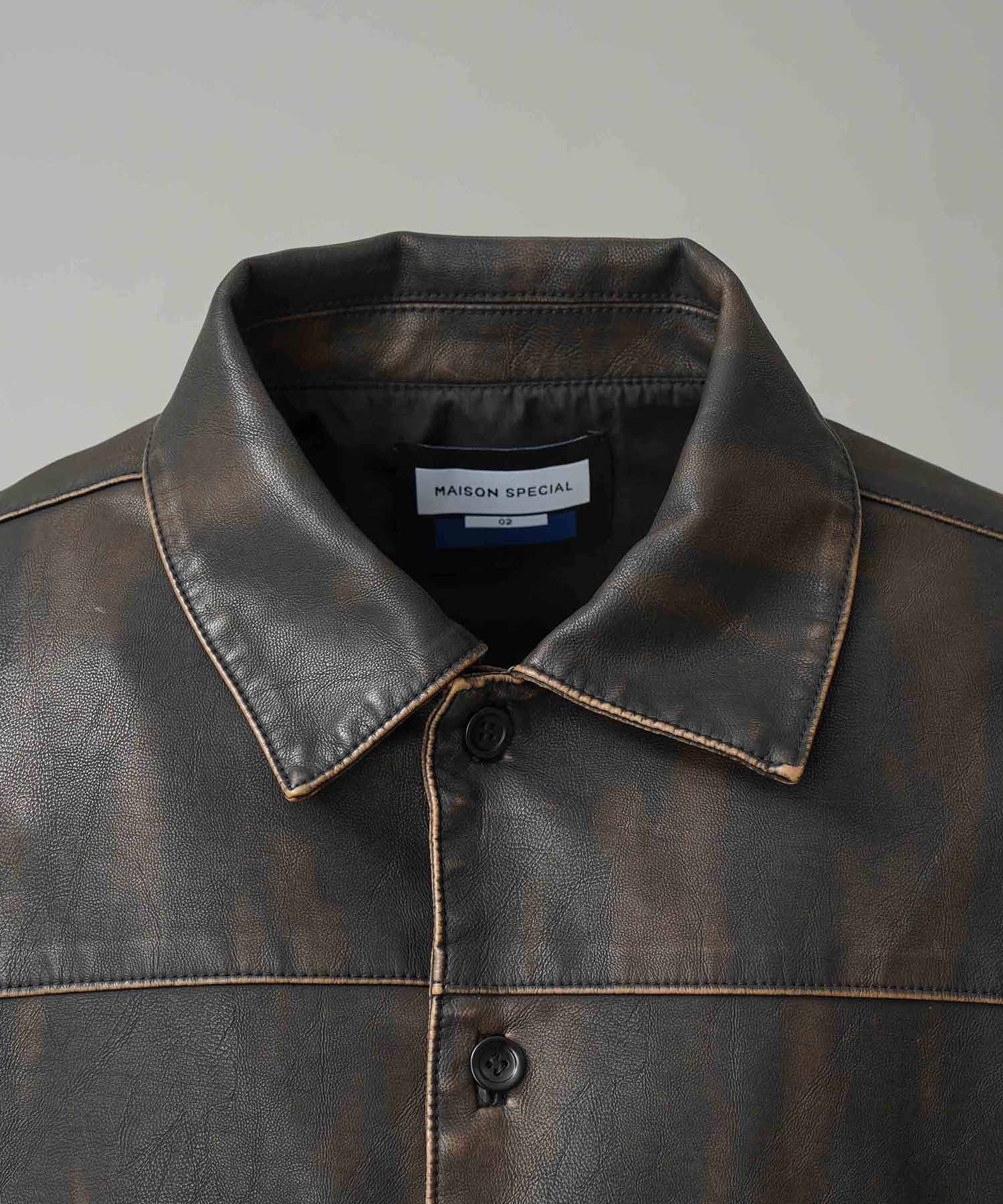 Artificial Leather Prime-Over Shirt Blouson